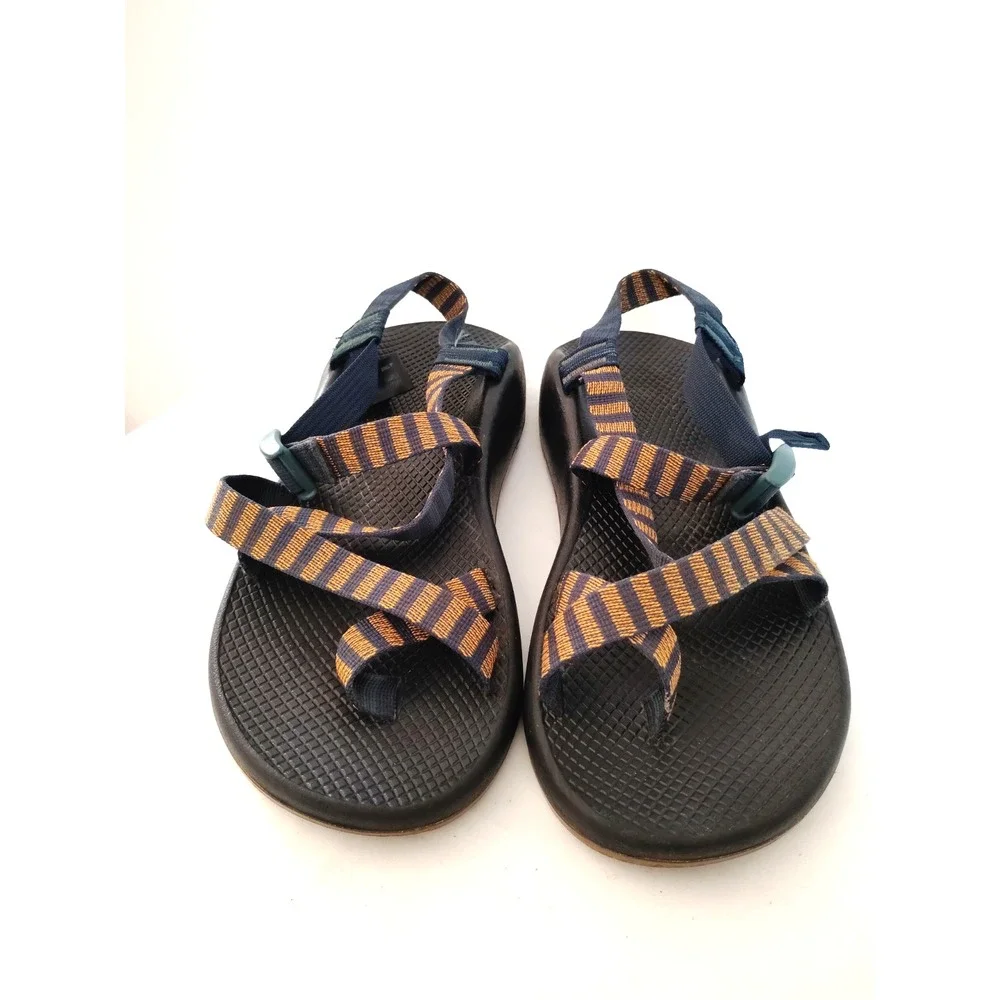 Chaco Z/1 Classic Men 10 Vibram Sole Navy Rust Stripe Sport Hiking Sandals EUC
